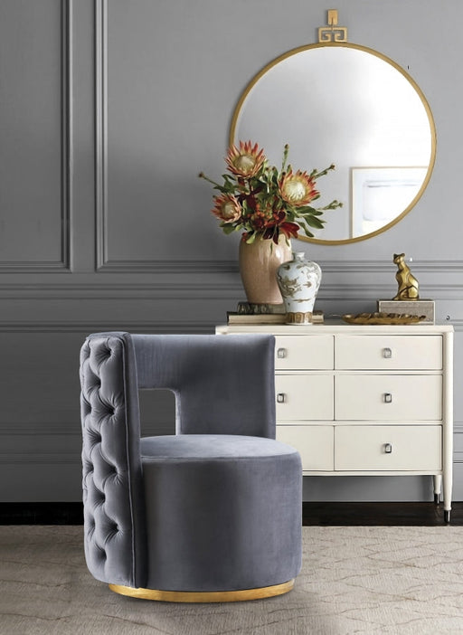 Theo Grey Velvet Accent Chair - 594Grey - Vega Furniture