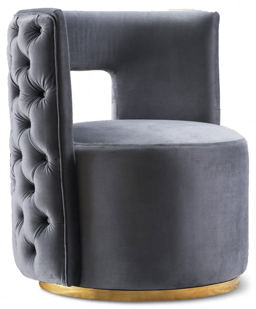 Theo Grey Velvet Accent Chair - 594Grey - Vega Furniture