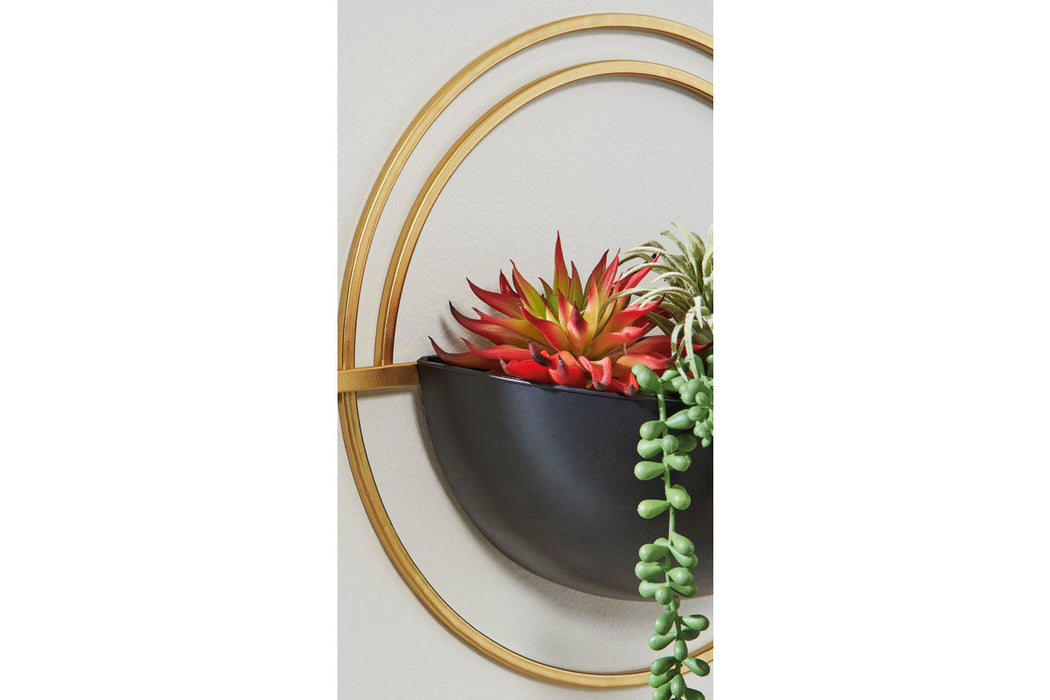 Tobins Black/Gold Finish Wall Planter, Set of 3 - A8010374 - Vega Furniture