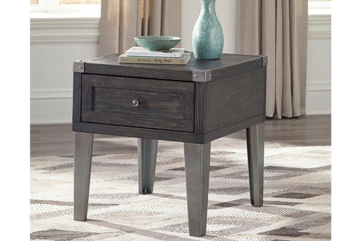 Todoe Dark Gray End Table with USB Ports & Outlets - T901-3 - Vega Furniture