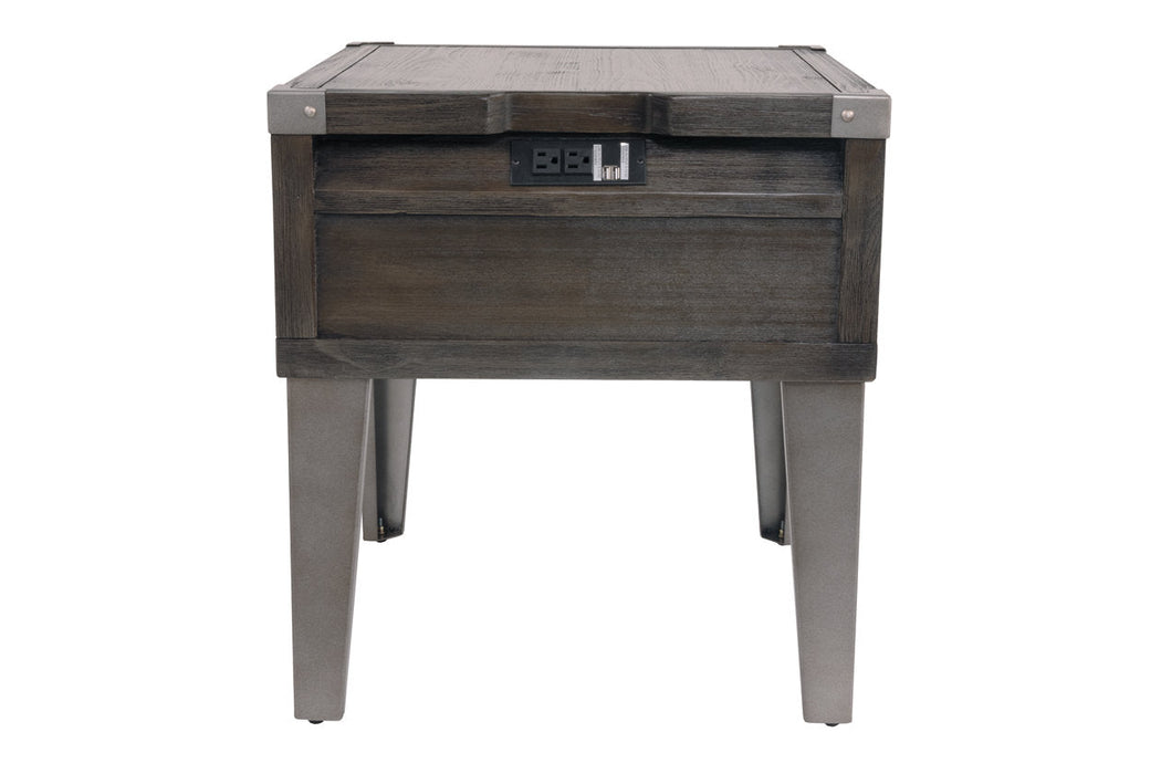 Todoe Dark Gray End Table with USB Ports & Outlets - T901-3 - Vega Furniture