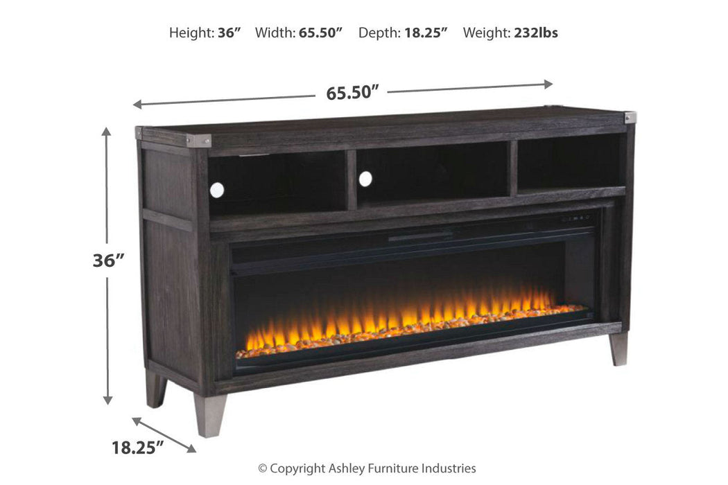 Todoe Gray 65" TV Stand with Electric Fireplace - SET | W100-22 | W901-68 - Vega Furniture