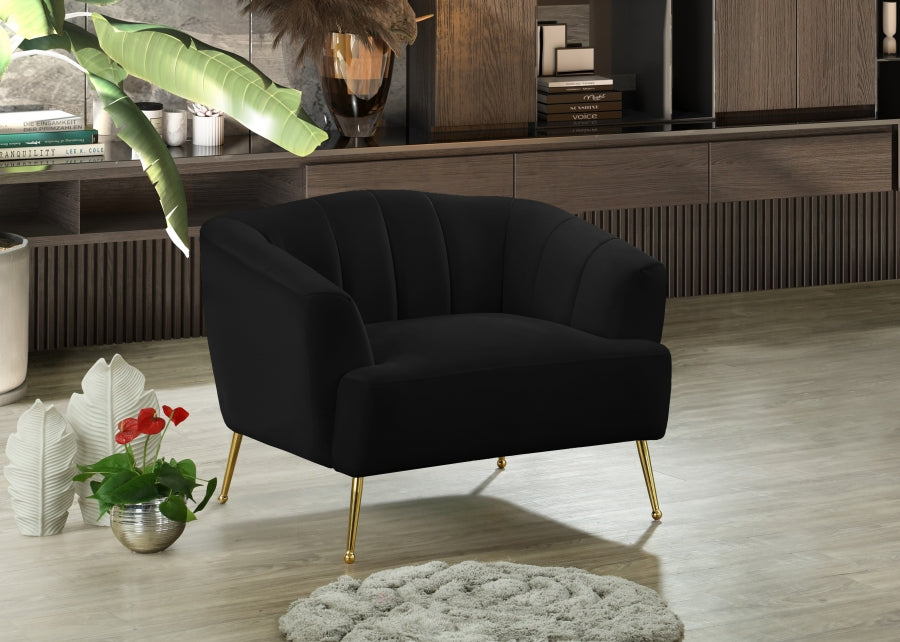 Tori Black Velvet Chair - 657Black-C - Vega Furniture
