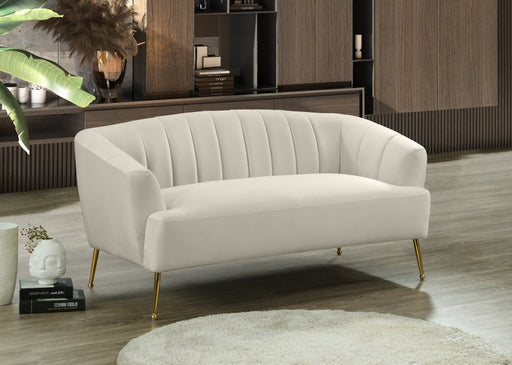 Tori Cream Velvet Loveseat - 657Cream-L - Vega Furniture