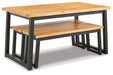 Town Wood Brown/Black Outdoor Dining Table Set, Set of 3 - P220-115 - Vega Furniture