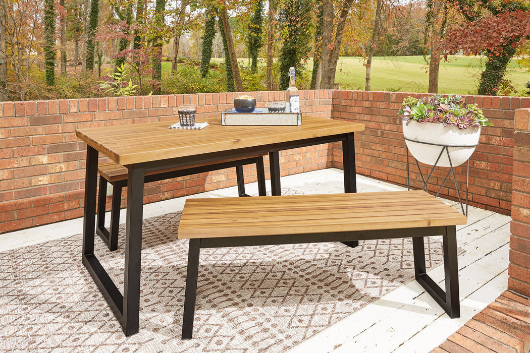 Town Wood Brown/Black Outdoor Dining Table Set, Set of 3 - P220-115 - Vega Furniture