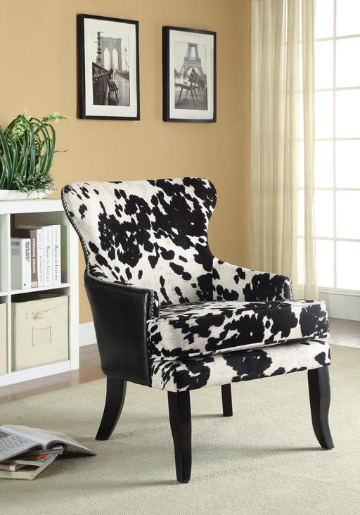 Trea Black/White Cowhide Print Accent Chair - 902169 - Vega Furniture