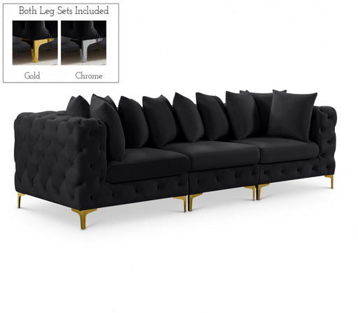 Tremblay Black 108" Velvet Modular Sofa - 686Black-S108 - Vega Furniture