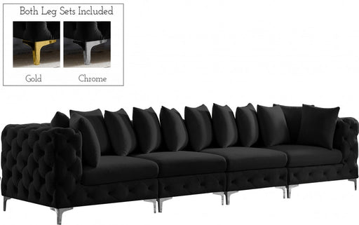 Tremblay Black 138" Velvet Modular Sofa - 686Black-S138 - Vega Furniture
