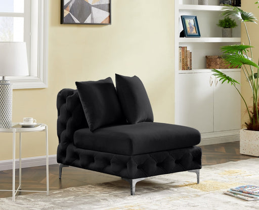 Tremblay Black Velvet Modular Armless Chair - 686Black-Armless - Vega Furniture