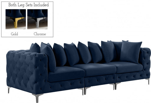 Tremblay Blue 108" Velvet Modular Sofa - 686Navy-S108 - Vega Furniture