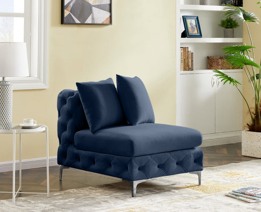 Tremblay Blue Velvet Modular Armless Chair - 686Navy-Armless - Vega Furniture