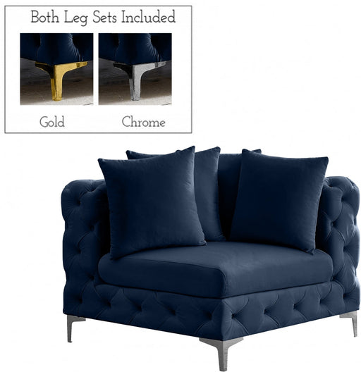 Tremblay Blue Velvet Modular Corner Chair - 686Navy-Corner - Vega Furniture