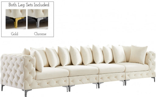 Tremblay Cream 138" Velvet Modular Sofa - 686Cream-S138 - Vega Furniture
