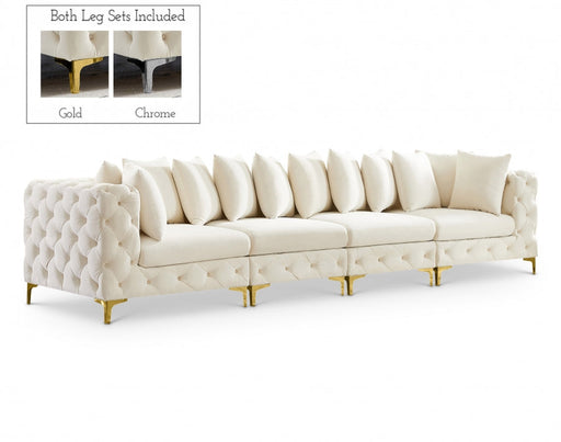 Tremblay Cream 138" Velvet Modular Sofa - 686Cream-S138 - Vega Furniture