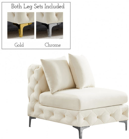 Tremblay Cream Velvet Modular Armless Chair - 686Cream-Armless - Vega Furniture