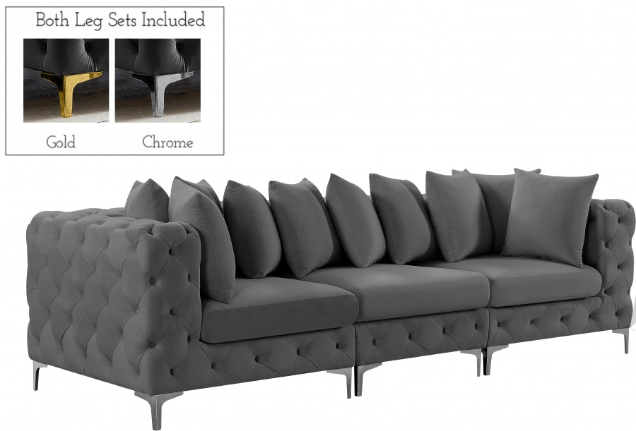 Tremblay Grey 108" Velvet Modular Sofa - 686Grey-S108 - Vega Furniture