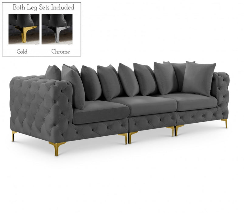 Tremblay Grey 108" Velvet Modular Sofa - 686Grey-S108 - Vega Furniture