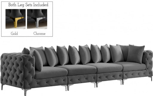 Tremblay Grey 138" Velvet Modular Sofa - 686Grey-S138 - Vega Furniture