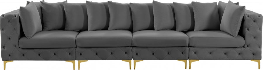 Tremblay Grey 138" Velvet Modular Sofa - 686Grey-S138 - Vega Furniture