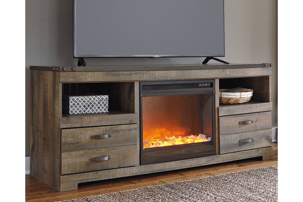 Trinell Brown 63" TV Stand with Electric Fireplace - SET | W100-02 | W446-68 - Vega Furniture