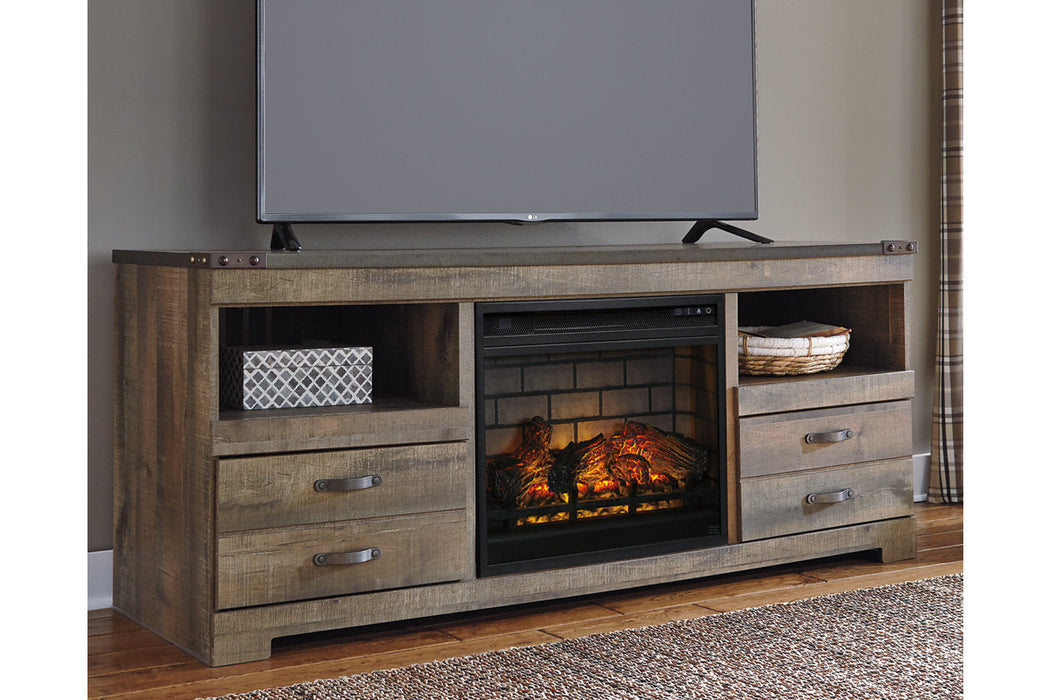 Trinell Brown 63" TV Stand with Electric Fireplace - SET | W100-101 | W446-68 - Vega Furniture