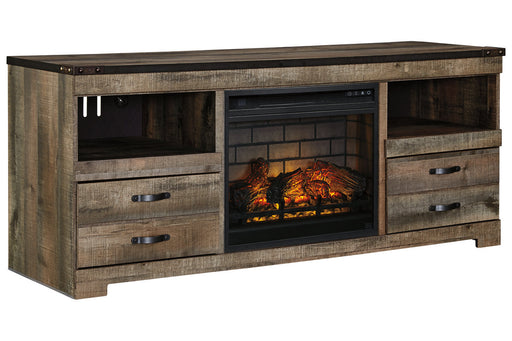 Trinell Brown 63" TV Stand with Electric Fireplace - SET | W100-101 | W446-68 - Vega Furniture