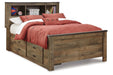 Trinell Brown Full Bookcase Bed with 2 Storage Drawers - SET | B100-12 | B446-50 | B446-65 | B446-84 - Vega Furniture