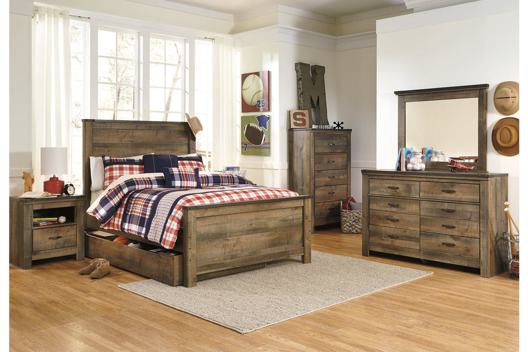 Trinell Brown Full Panel Bed with 1 Large Storage Drawer - SET | B100-12 | B446-60 | B446-84 | B446-86 | B446-87 - Vega Furniture