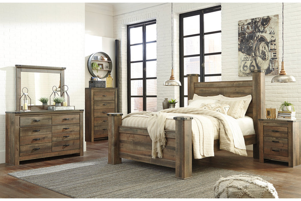 Trinell Brown Queen Poster Bed - SET | B446-61 | B446-64 | B446-67 | B446-98 - Vega Furniture