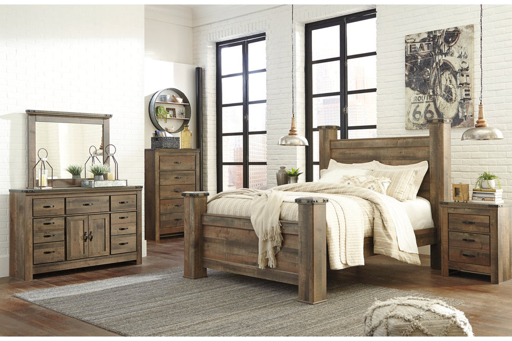 Trinell Brown Queen Poster Bed - SET | B446-61 | B446-64 | B446-67 | B446-98 - Vega Furniture