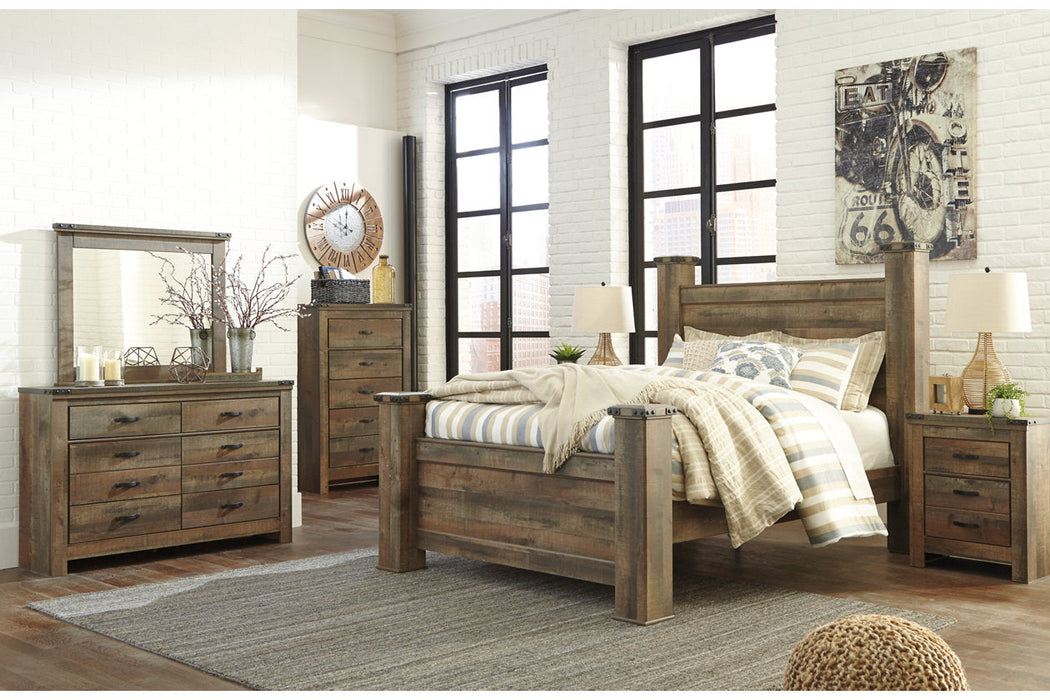 Trinell Brown Queen Poster Bed - SET | B446-61 | B446-64 | B446-67 | B446-98 - Vega Furniture