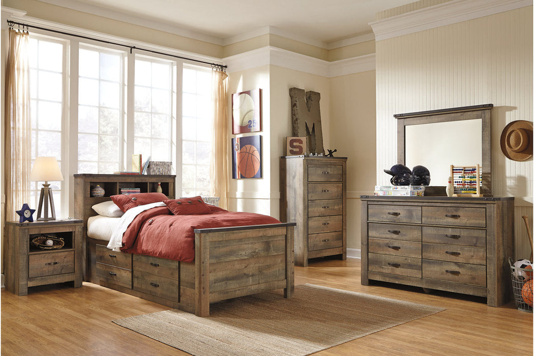 Trinell Brown Twin Bookcase Bed with 2 Storage Drawers - SET | B100-11 | B446-50 | B446-52 | B446-63 - Vega Furniture