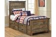 Trinell Brown Twin Panel Bed with 2 Storage Drawers - SET | B100-11 | B446-50 | B446-52 | B446-53 - Vega Furniture