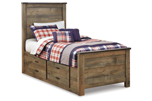 Trinell Brown Twin Panel Bed with 2 Storage Drawers - SET | B100-11 | B446-50 | B446-52 | B446-53 - Vega Furniture