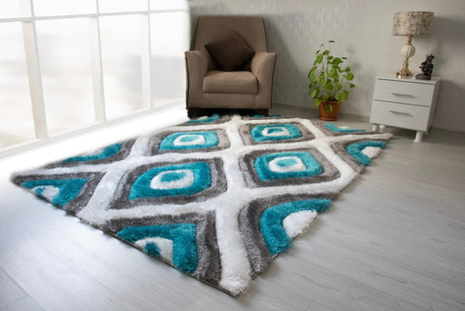 3D Shaggy Gray/Turquoise 5X7 Area Rug - 3D151-GRY/TRQ-57 - Vega Furniture