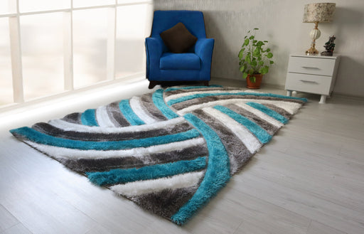 3D Shaggy Gray/Turquoise 5X7 Area Rug - 3D333-GRY/TRQ-57 - Vega Furniture