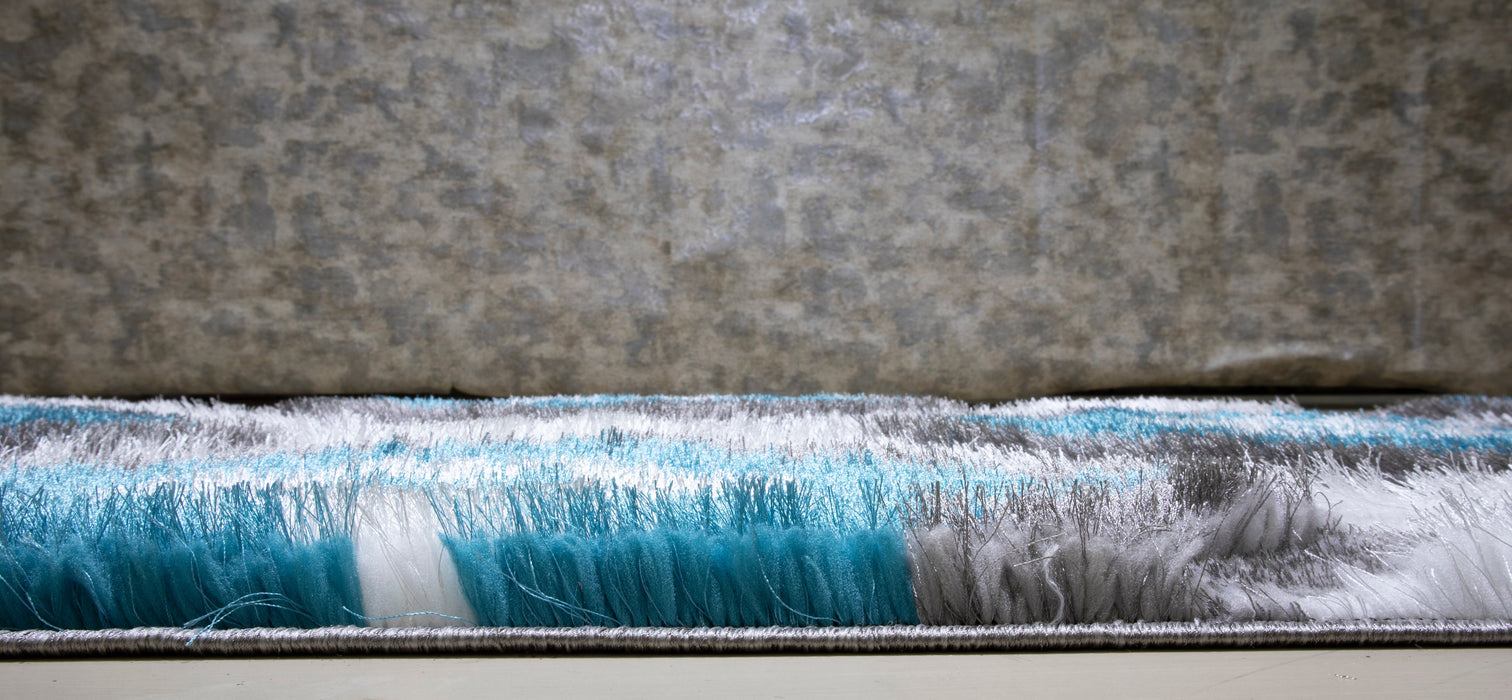 3D Shaggy Gray/Turquoise 5X7 Area Rug - 3D151-GRY/TRQ-57 - Vega Furniture