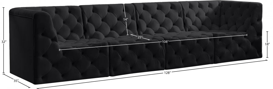 Tuft Black Velvet Modular 128" Sofa - 680Black-S128 - Vega Furniture