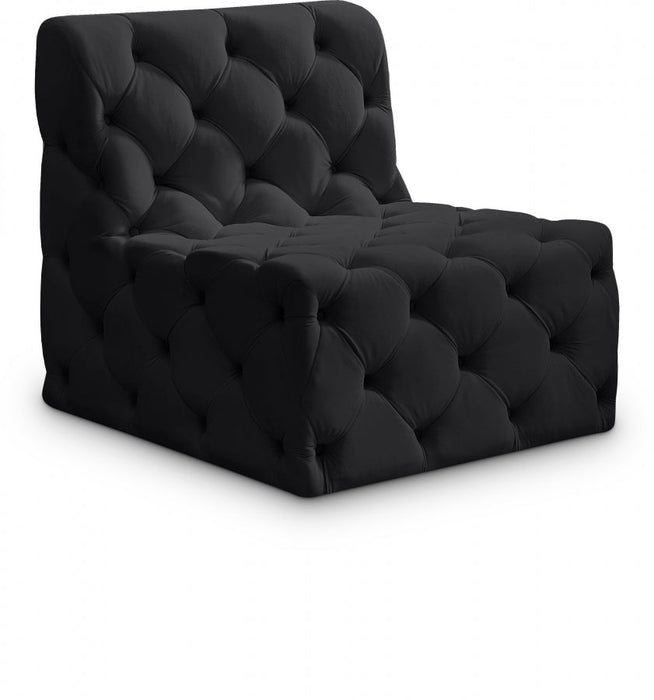 Tuft Black Velvet Modular Armless Chair - 680Black-Armless - Vega Furniture