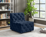 Tuft Blue Velvet Modular Armless Chair - 680Navy-Armless - Vega Furniture