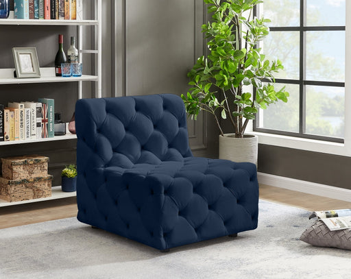 Tuft Blue Velvet Modular Armless Chair - 680Navy-Armless - Vega Furniture