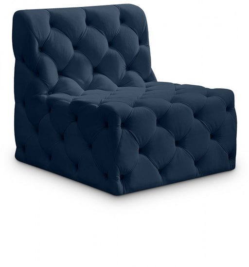 Tuft Blue Velvet Modular Armless Chair - 680Navy-Armless - Vega Furniture