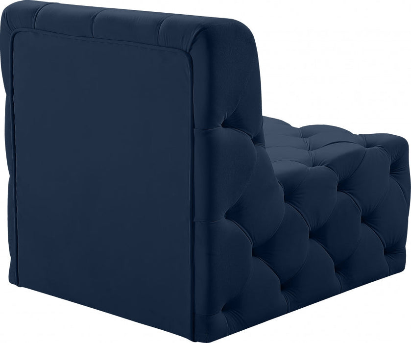 Tuft Blue Velvet Modular Armless Chair - 680Navy-Armless - Vega Furniture