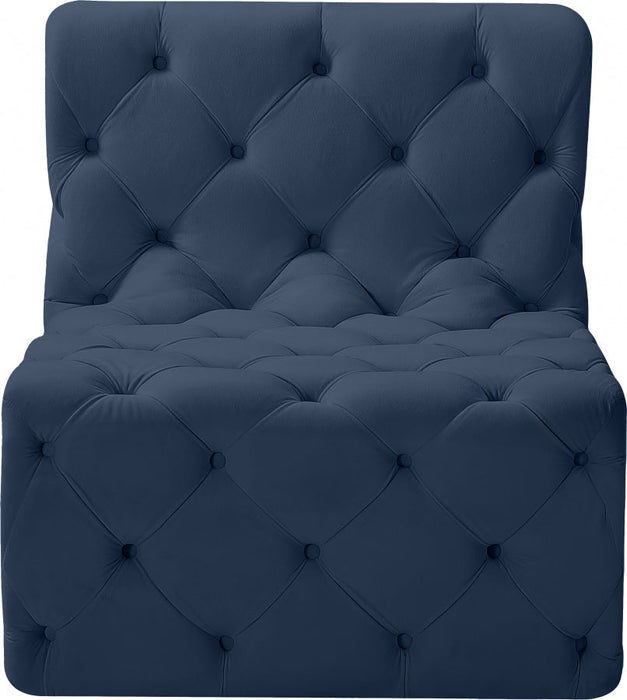 Tuft Blue Velvet Modular Armless Chair - 680Navy-Armless - Vega Furniture