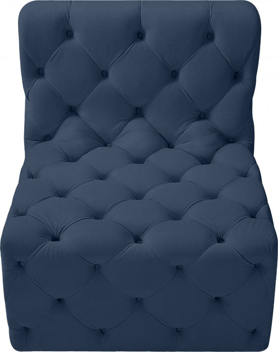 Tuft Blue Velvet Modular Armless Chair - 680Navy-Armless - Vega Furniture