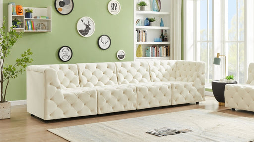 Tuft Cream Velvet Modular 128" Sofa - 680Cream-S128 - Vega Furniture