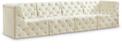 Tuft Cream Velvet Modular 128" Sofa - 680Cream-S128 - Vega Furniture