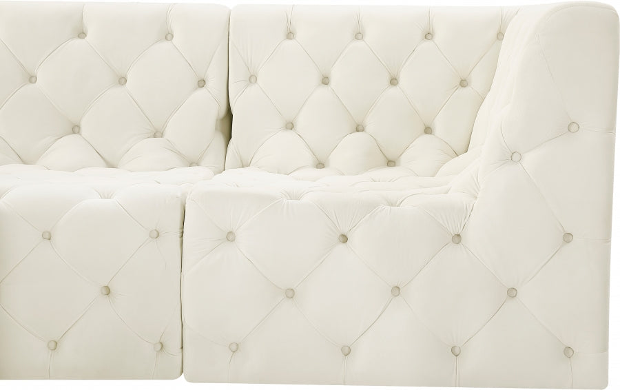 Tuft Cream Velvet Modular 128" Sofa - 680Cream-S128 - Vega Furniture