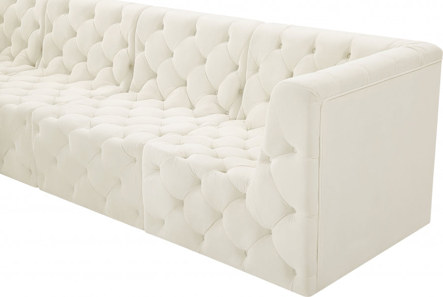 Tuft Cream Velvet Modular 128" Sofa - 680Cream-S128 - Vega Furniture